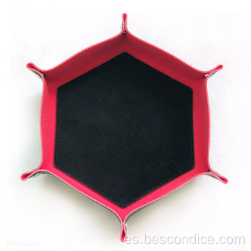 Bandeja de dados de cuero y terciopelo plegable de Bescon Hexagon, soporte de dados portátiles para juegos de mesa DND, RPG, MTG DICE Gaming D&amp;D